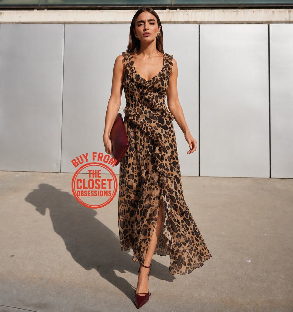 Zara Leopard Print Midi Dress NWT Side Slit Animal Print Blogger Viral Size M
